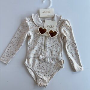LeChic Toddler Little Girls One Piece Swimsuit & Sunglasses Set Size 2 NWT NEW